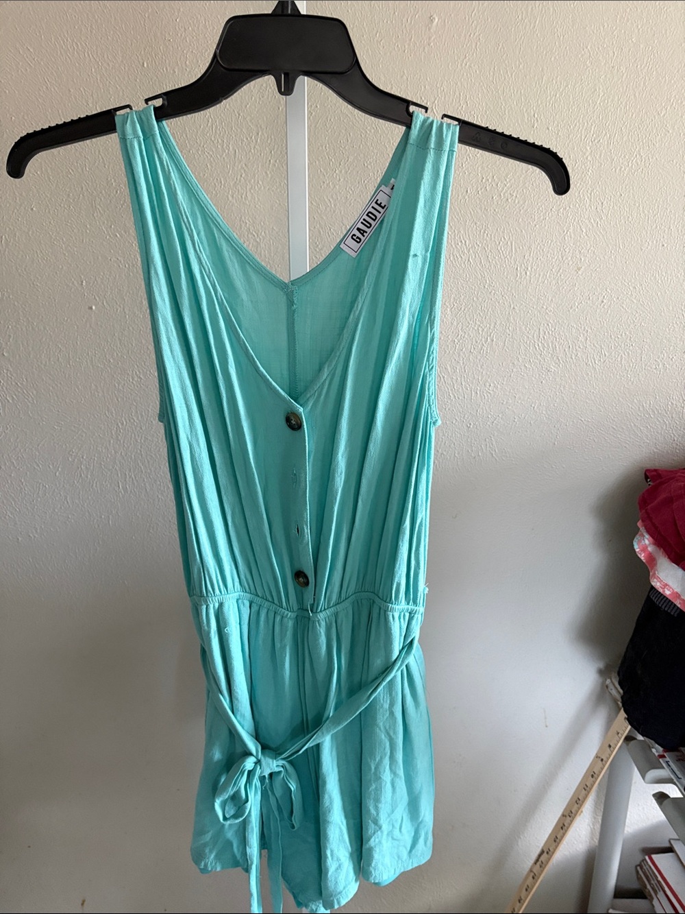 Gaudie Mint Green Sleeveless Button Romper Size Medium